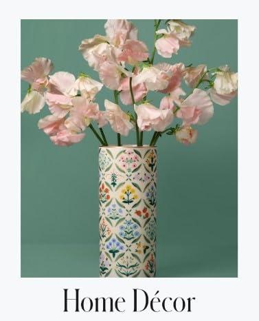 RIFLE PAPER CO. Estee Porcelain Vase for Room and Home Décor, Brighten Up a Living Room, Kitchen Table, or Farmhouse, Large Vase for Tabletop Centerpieces or Bookshelves
