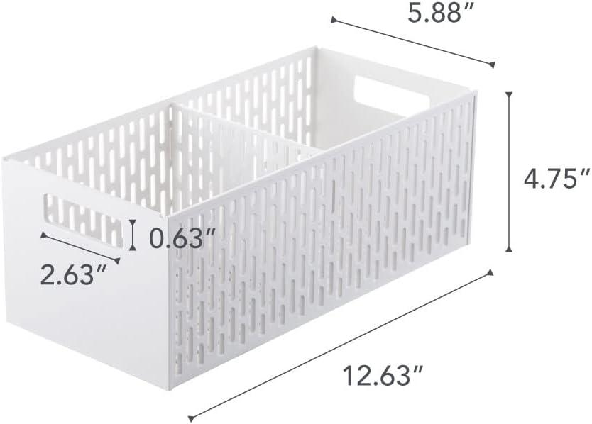 White Stackable Plastic Vegetable Storage Basket with Handles