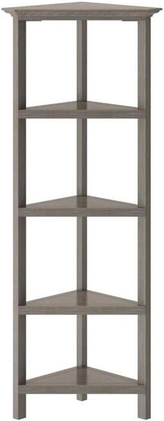 NewRidge 4-Tier Corner Wooden Bookcase Washed Grey