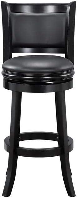 Augusta 29" Black Faux Leather Swivel Wood Bar Stool