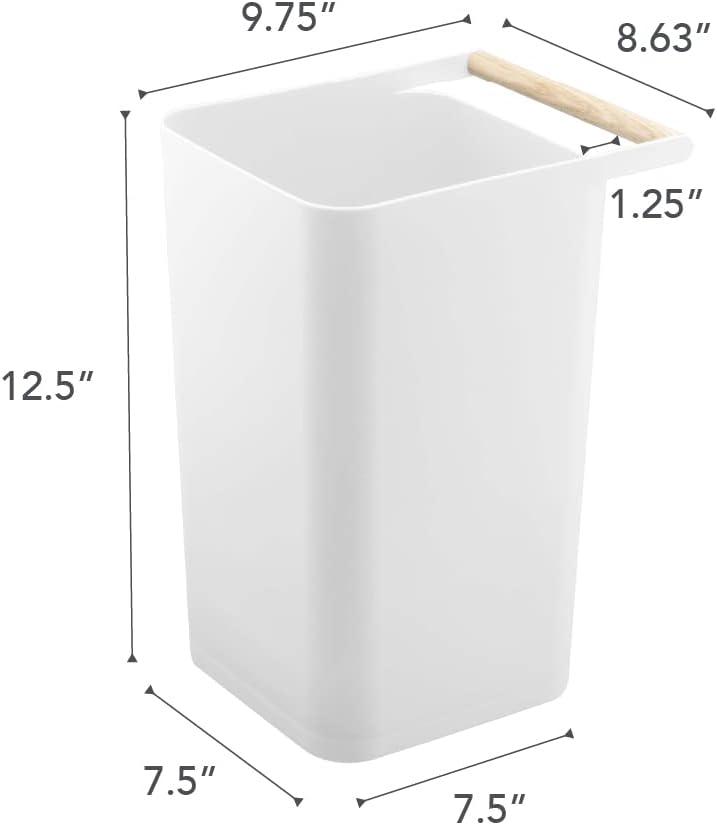 Como Yamazaki Home Slim Square Trash Can Garbage Waste Basket For Bathroom or Kitchen, 2.5 gallons