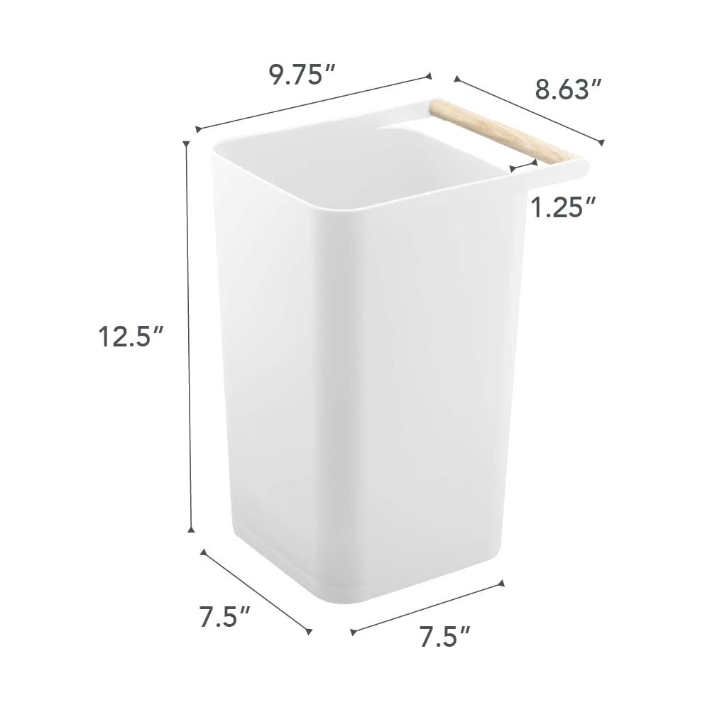 Como Yamazaki Home Slim Square Trash Can Garbage Waste Basket For Bathroom or Kitchen, 2.5 gallons