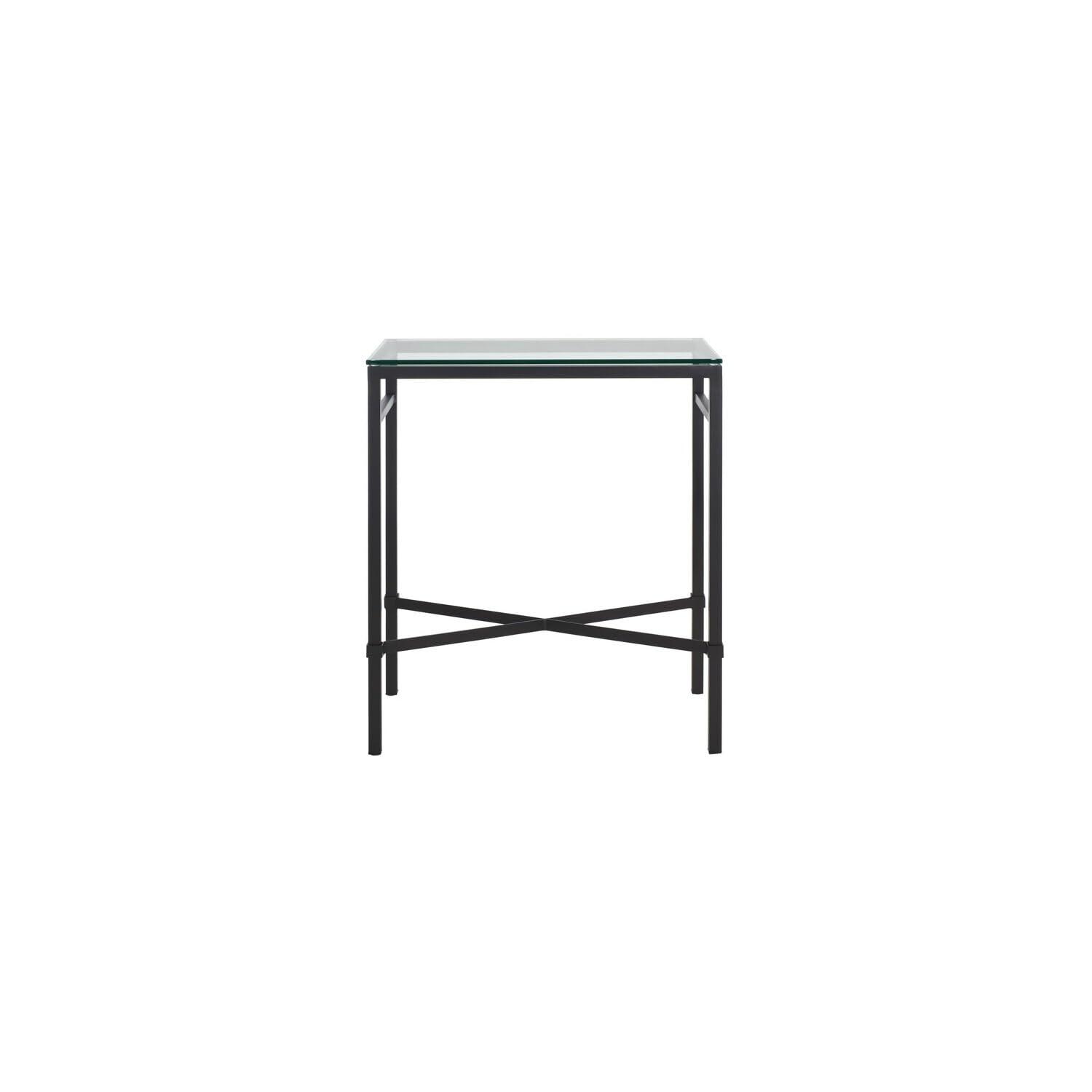 SAFAVIEH Couture Viggo Glam Glass Top Metal Side Table, Black
