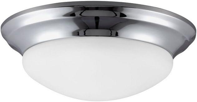 Nash Chrome 14" Energy Star Flush Mount with Satin Etched Glass