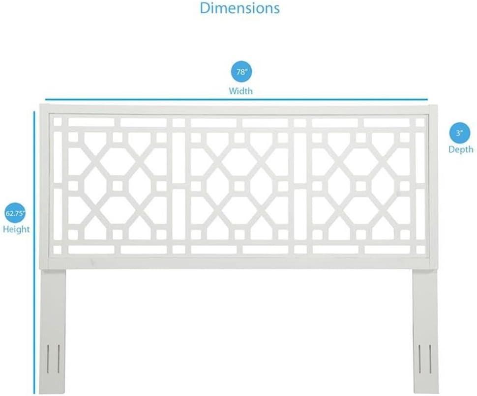 Comfort Pointe Full/Queen Thomas Headboard White: Chippendale Style, Poplar Wood, Painted Finish, Adjustable Height