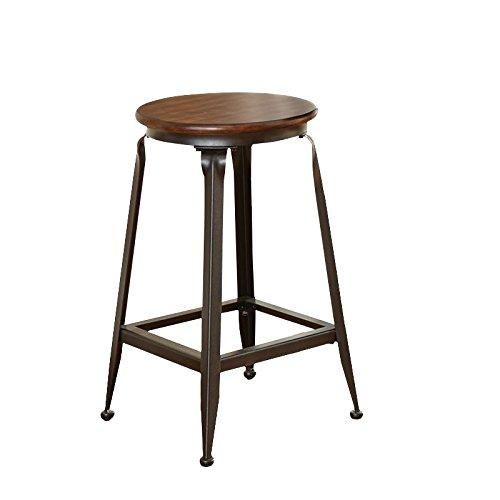 Set of 2 Addison 24" Counter Height Barstool Metal/Brown - Steve Silver Co.: Birch Veneer, Round Seat