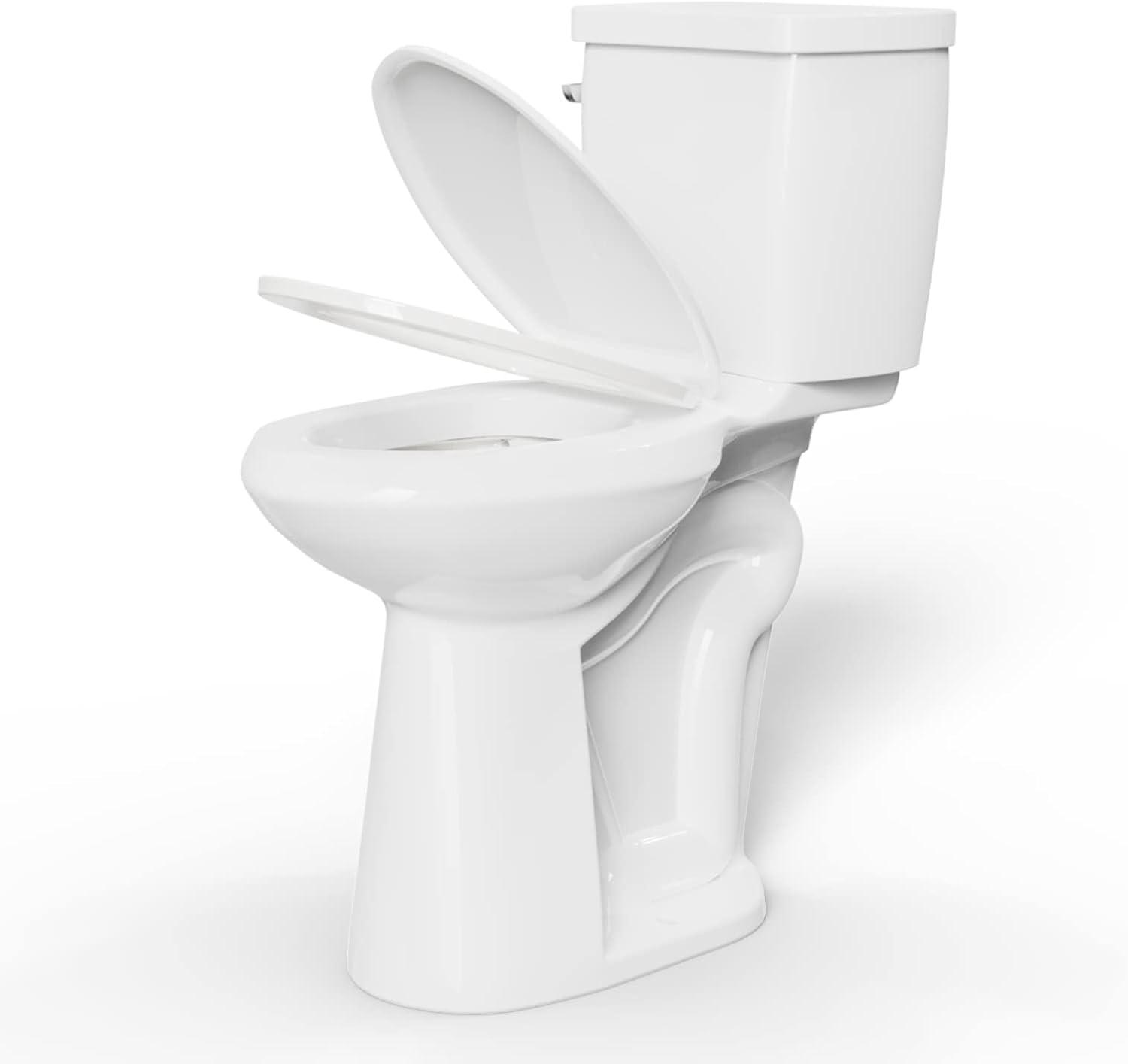 21-Inch White Ceramic Extra Tall Two-Piece Toilet