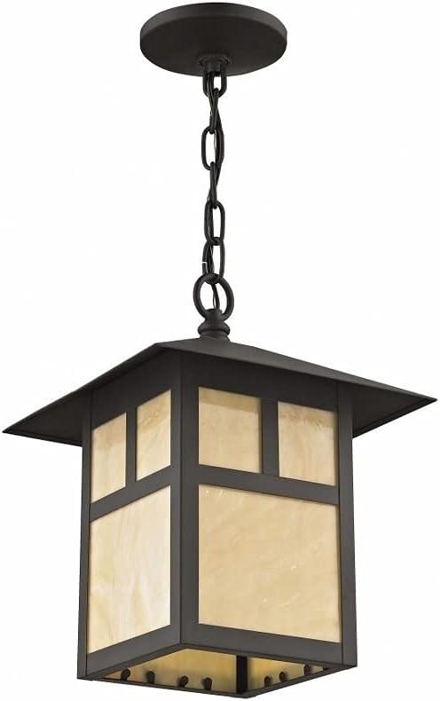 Bronze Finish Montclair Mission 1-Light Outdoor Pendant with Iridescent Tiffany Glass