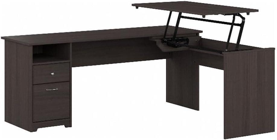 Cabot 72W 3 Position Sit to Stand L Desk in Heather Gray - Engineered Wood