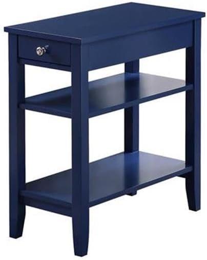 Convenience Concepts American Heritage 1 Drawer Chairside End Table with Shelves, Cobalt Blue