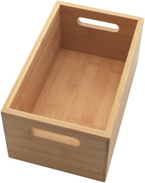 YBM Home Bamboo Storage Boxes with Handle, Organization Storage for Kitchen, Living Room, Bathroom, Office, Medium