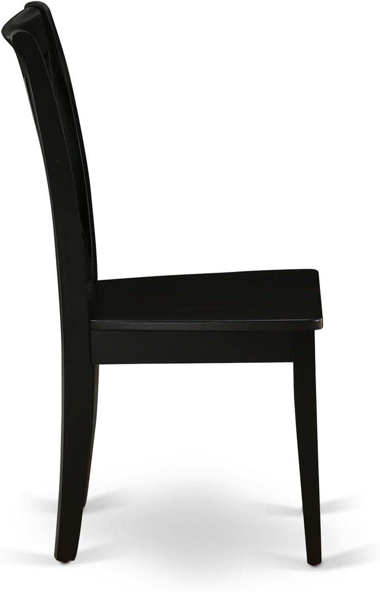 East West Furniture Clarksville 11" Wood Dining Chairs in Black (Set of 2)