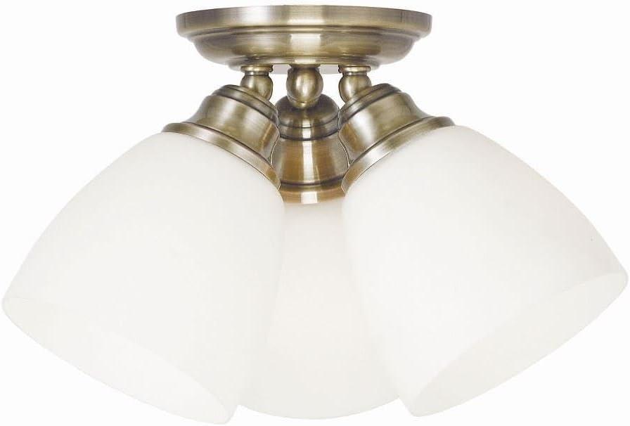 Livex Lighting Somerville 3 - Light Flush Mount in  Antique Brass