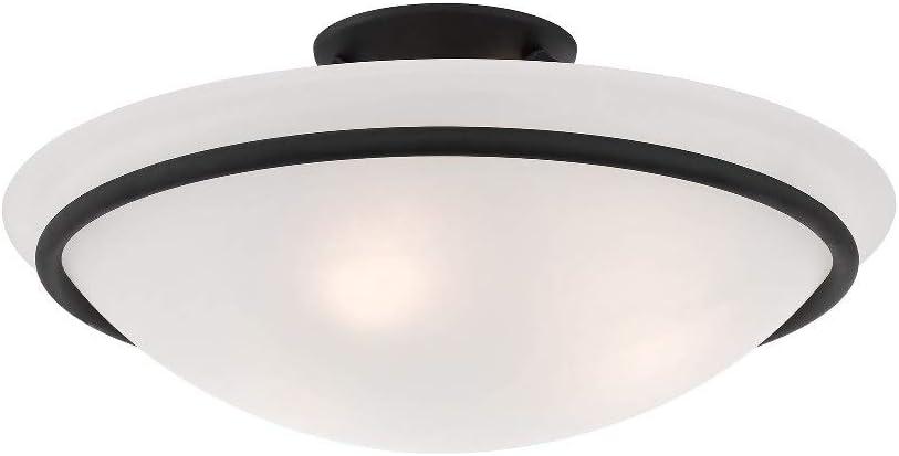 Newburgh Black 3-Light Semi-Flush Mount with White Alabaster Glass