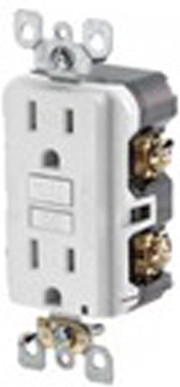 White Weather-Resistant GFCI Outlet with LED Indicator