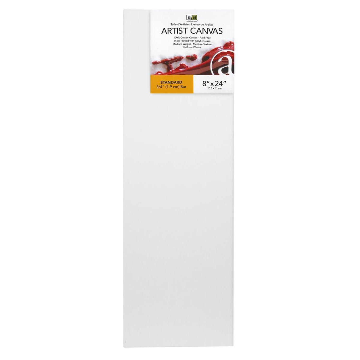 Art Advantage Artist Canvas Visual Edge 8x24, Stretched Canvas for Painting, Blank Canvas for Acrylics & Oils, Canvases for Artists, Professional Pre-Stretched Canvas