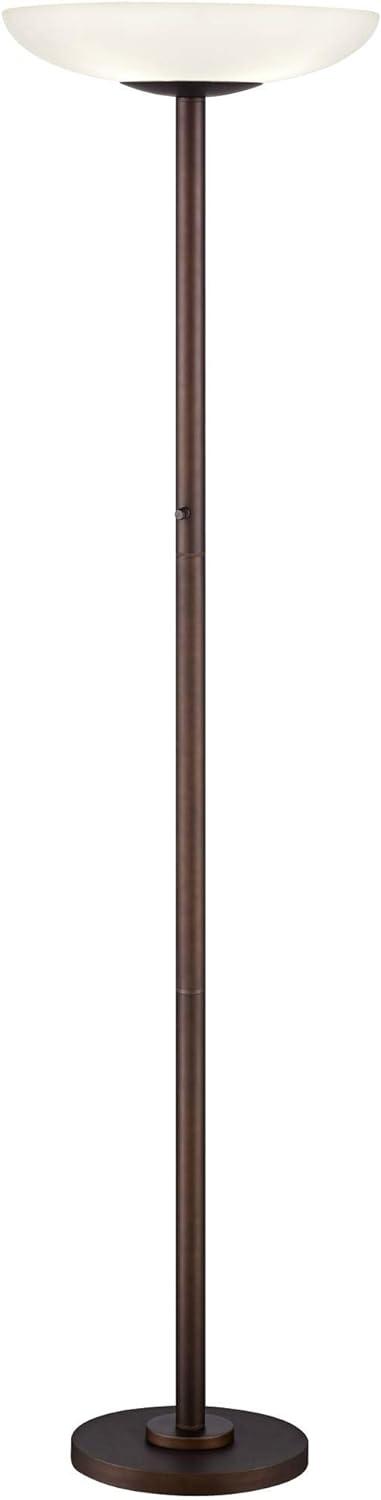 Possini Euro Design Meridian Light Blaster Modern Torchiere Floor Lamp 72" Tall Oil Rubbed Bronze LED Frosted Glass Shade for Living Room Bedroom Home