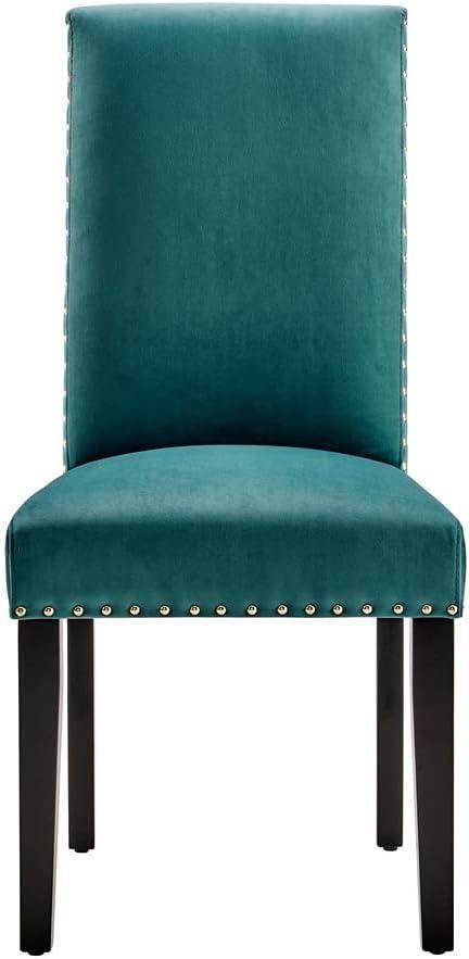 Modway Silver Orchid Lind Velvet Nailhead Trim Dining Side Chairs