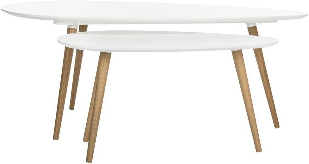 Saffron Split Coffee Table - White/Oak - Safavieh