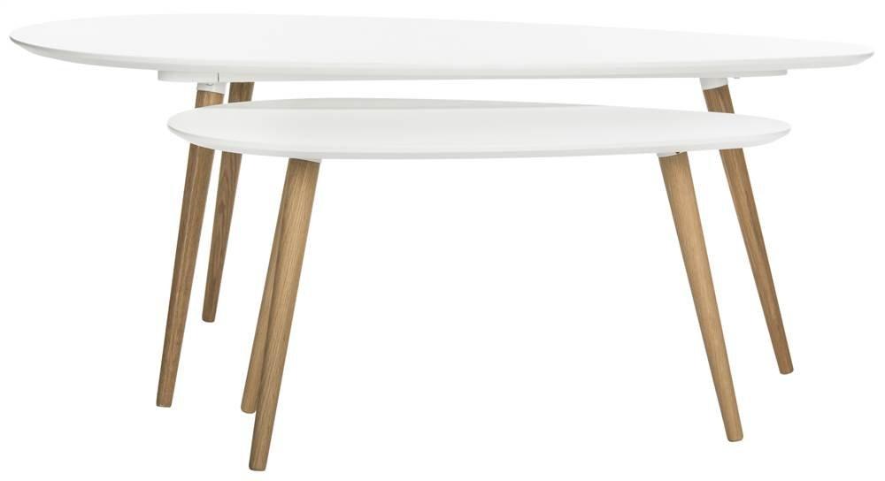 Saffron Split Coffee Table - White/Oak - Safavieh