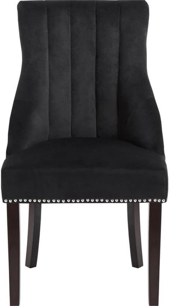 Meridian Furniture Oxford 19"H Velvet Dining Chair in Black (Set of 2)