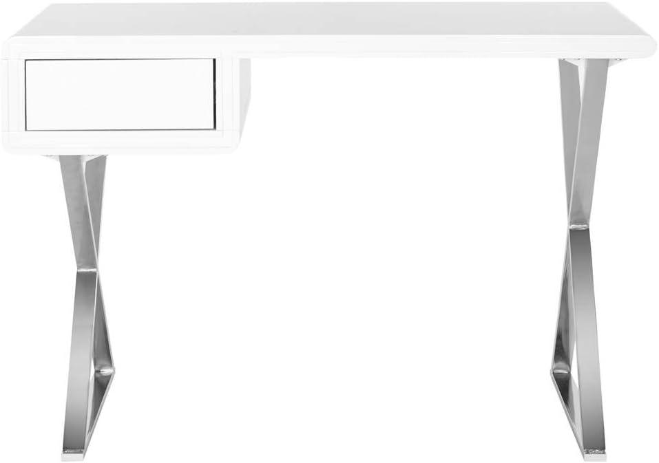 Hanover Desk - White/Chrome - Safavieh