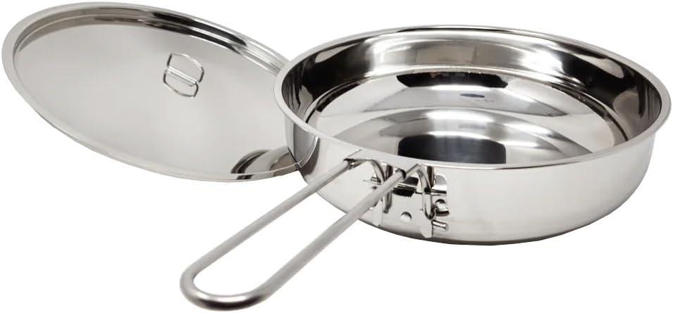 Pathfinder Folding Skillet and Lid, Stainless Steel Construction, Locking Foldin