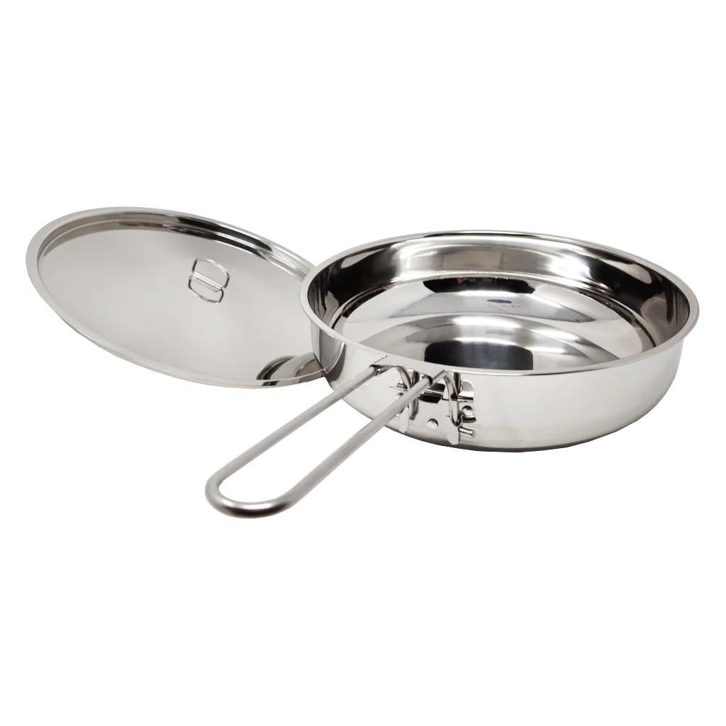 Pathfinder Folding Skillet and Lid, Stainless Steel Construction, Locking Foldin