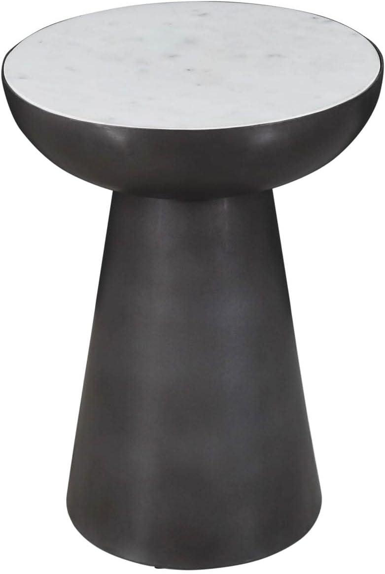 Jofran Circularity Modern Luxury Marble and Iron 15" Round Pedestal Chairside End Table