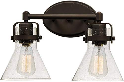 Bronze 15" Dimmable Vanity Light with Seedy Glass Shades