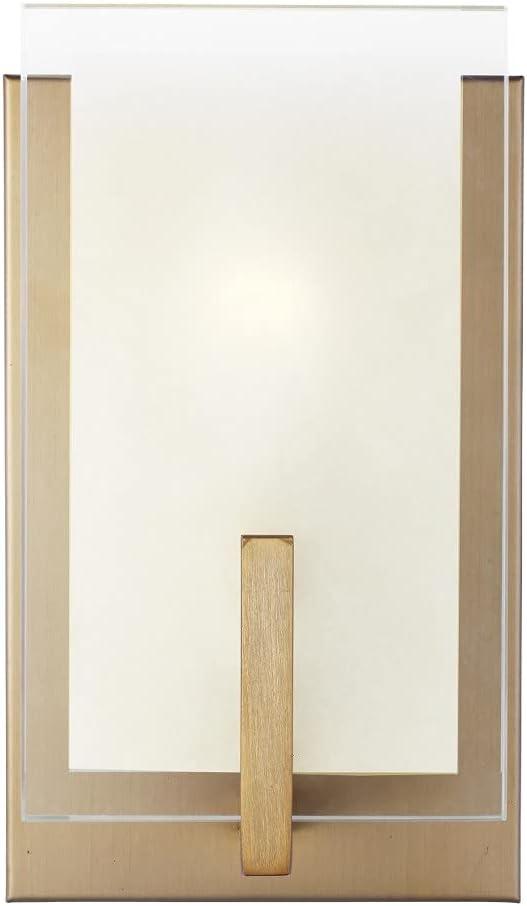 Satin Brass and Glass 1-Light Dimmable Wall Sconce