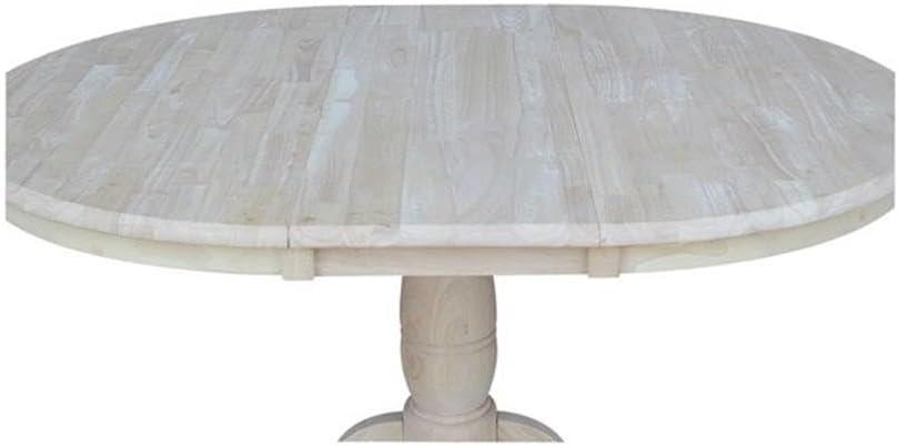 36" Round Top Pedestal Dining Table with 12" Drop Leaf - International Concepts