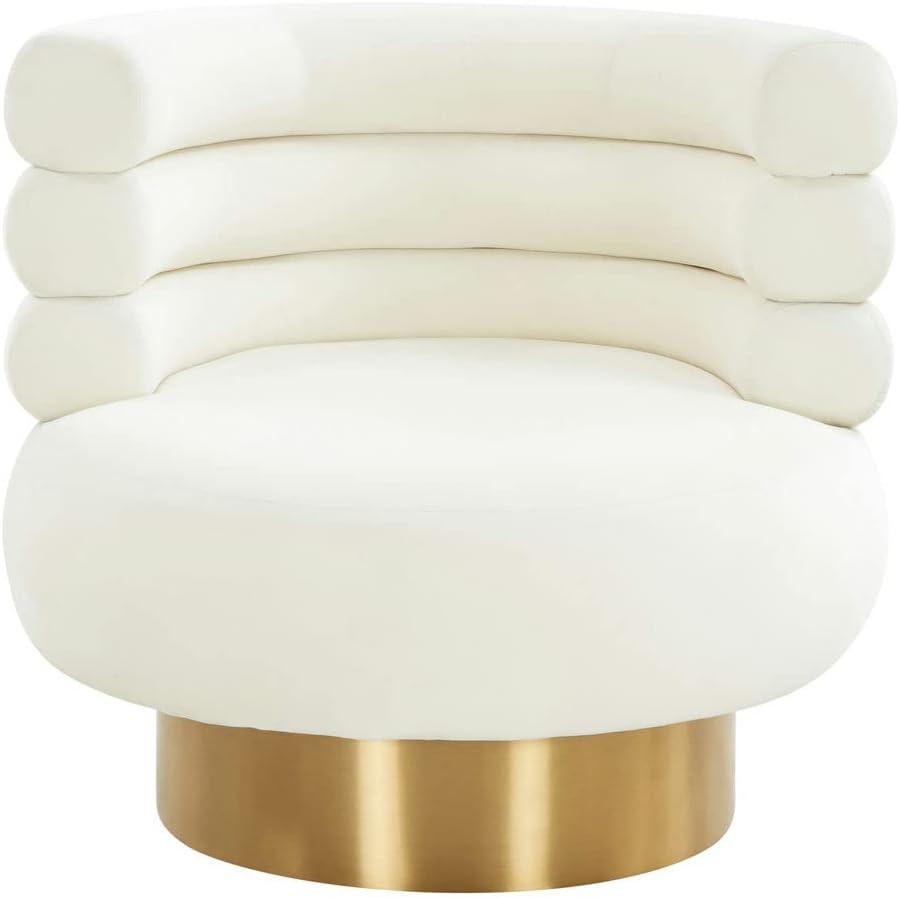 Handcrafted Naomi Cream Velvet 31.9" Swivel Chair