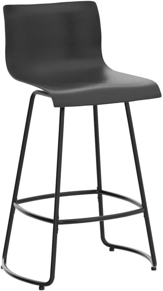 Black Adjustable Swivel Plastic Bar Stools Set of 4