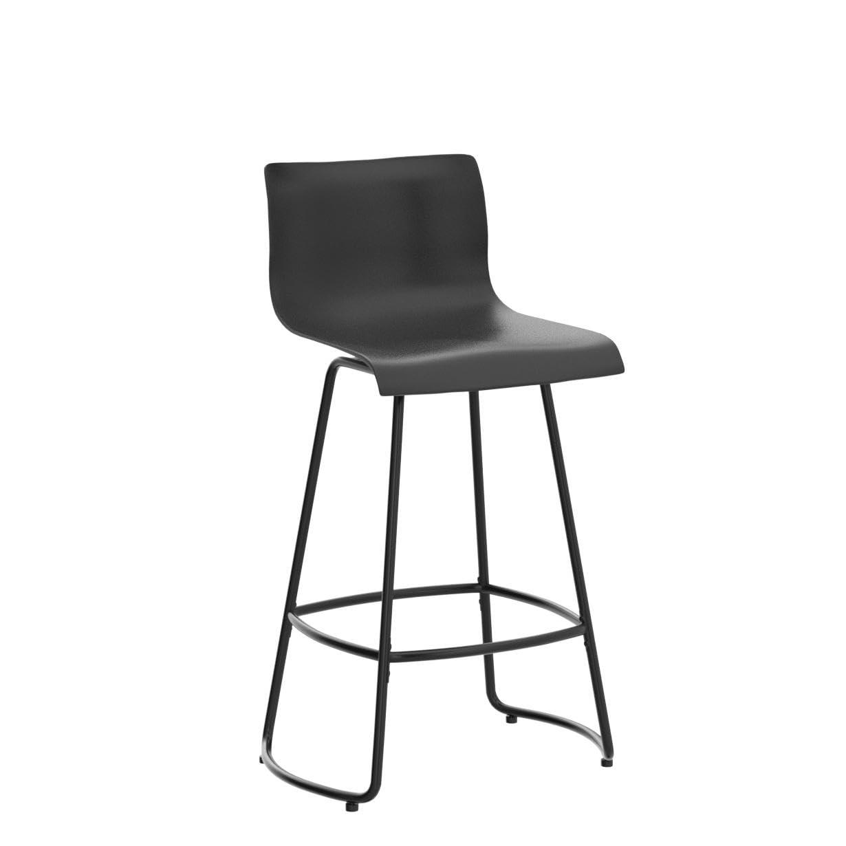 Bar Stools Set of 4 Counter Height Bar Stools Modern Swivel Bar Chairs with Back Plastic 24" Metal Counter Height stools,Black
