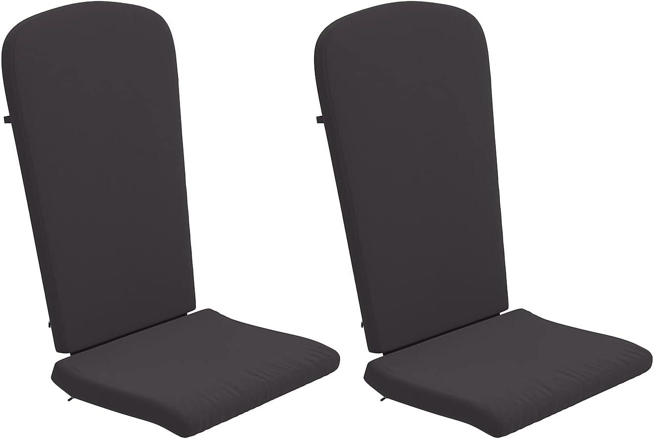 Flash Furniture Charlestown Set of 2 All Weather Indoor/Outdoor High Back Adirondack Chair Cushions, Patio Furniture Replacement Cushions - Gray