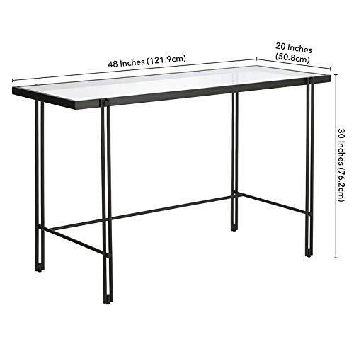 Evelyn&Zoe Contemporary 48 in. Blackened Bronze Metal Desk with Glass Top