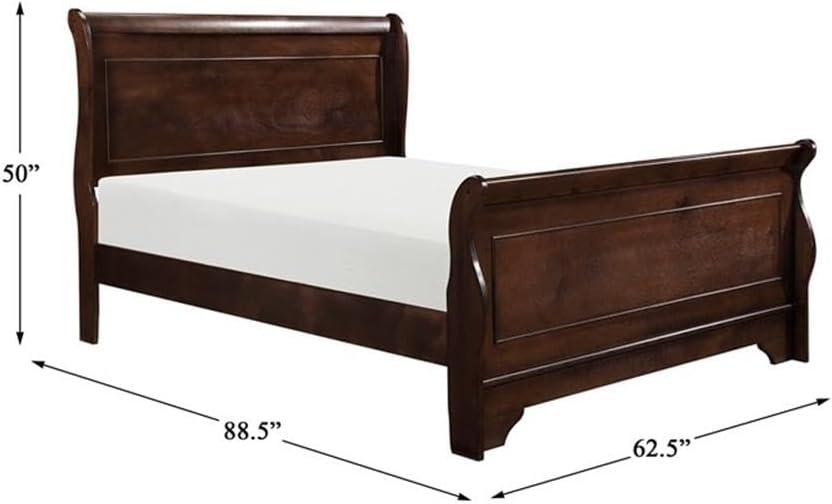 Abbeville Traditional Brown Cherry Queen Sleigh Bed with Headboard