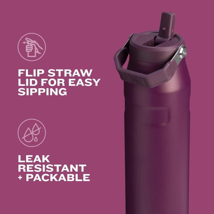 Stanley 24oz IceFlow Aerolight Stainless Steel Water Bottle with Flip Straw 2.0 - Frost: Portable Drinkware, Plastic Lid