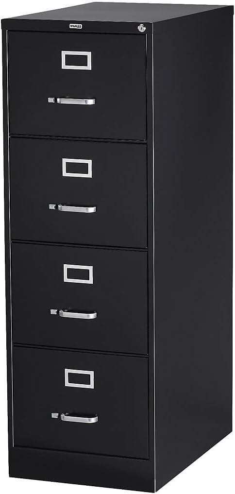 Black Metal 4-Drawer Lockable Vertical Filing Cabinet