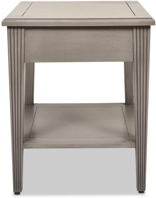 Gray Cashmere Wood and Gold Accent Storage End Table