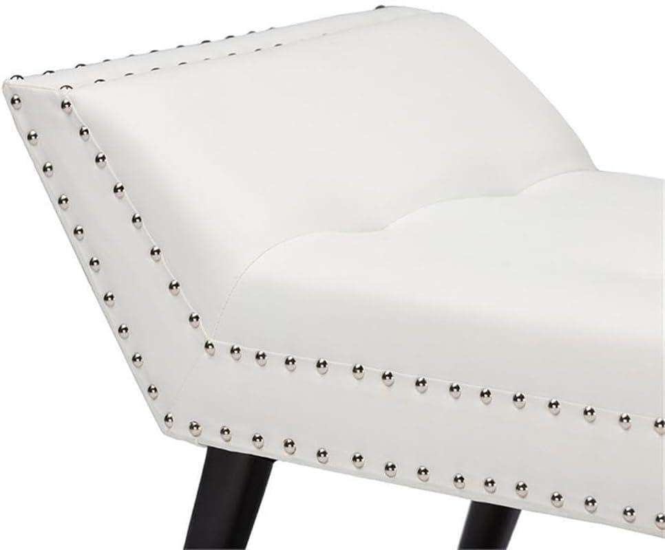 Tamblin Modern And Contemporary Faux Leather Upholstered Large Ottoman Seating Bench - White - Baxton Studio