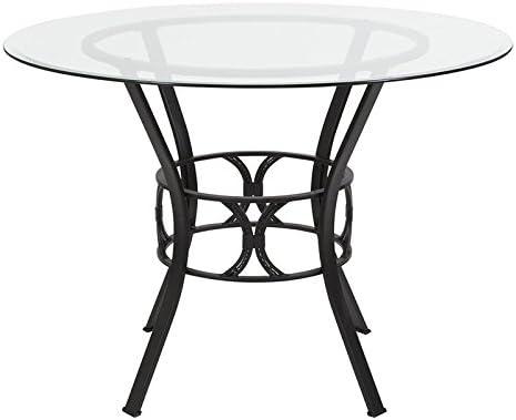 Flash Furniture Carlisle 42'' Round Glass Dining Table with Black Metal Frame