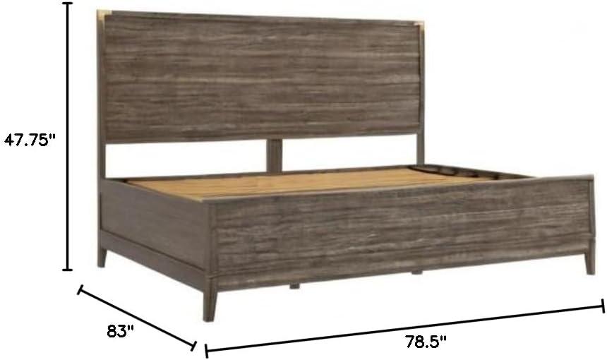 Plank+Beam Contempo King Size Bed with Panel Headboard, Solid Wood Bed with Wood Slats