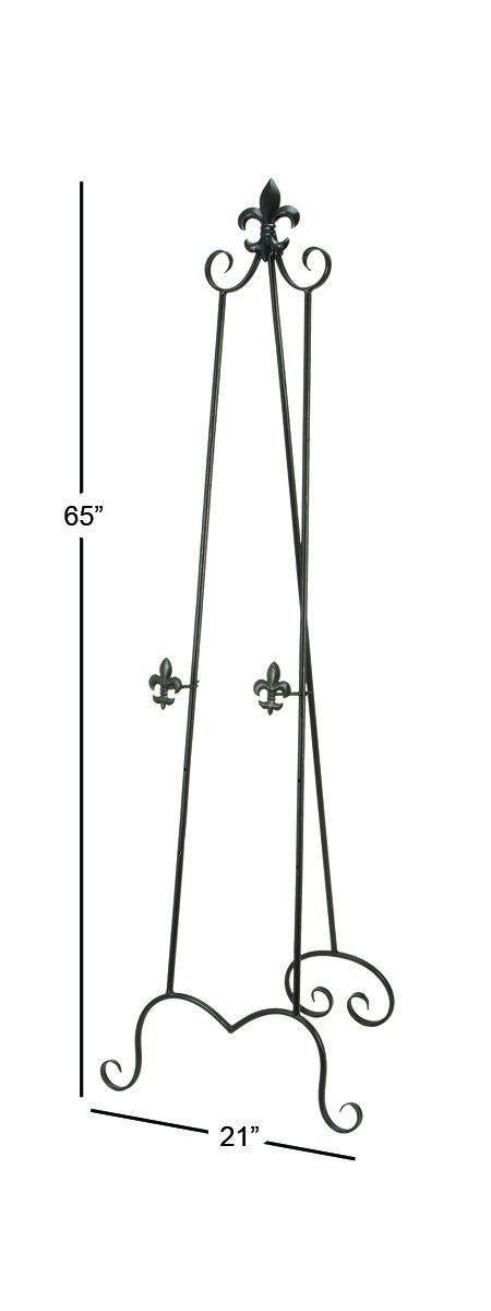 Black Iron Adjustable Floor Easel with Scroll Accents