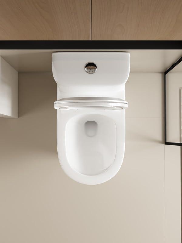 Albriya A1854 One Piece Toilet, Modern Elongated Toilet Power Dual Flush 1.1/1.6 GPF with Comfortable Chair Seat ADA Height 16 1/4’’ for Bathroom, 12’’ Rough-In, MaP 1000g, Grey