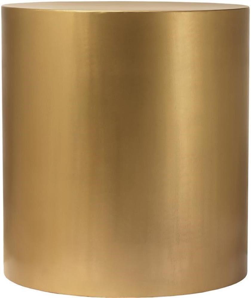 Meridian Furniture Cylinder Round Brushed Gold Metal End Table