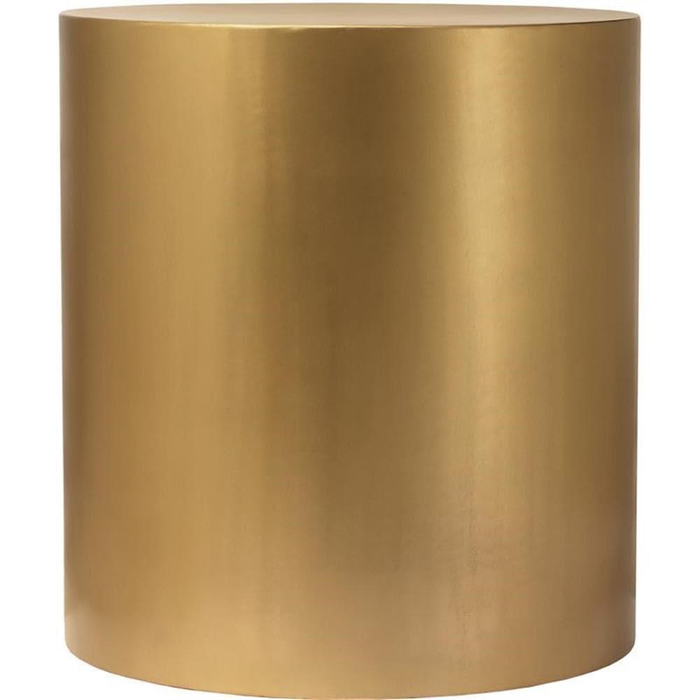 Meridian Furniture Cylinder Round Brushed Gold Metal End Table