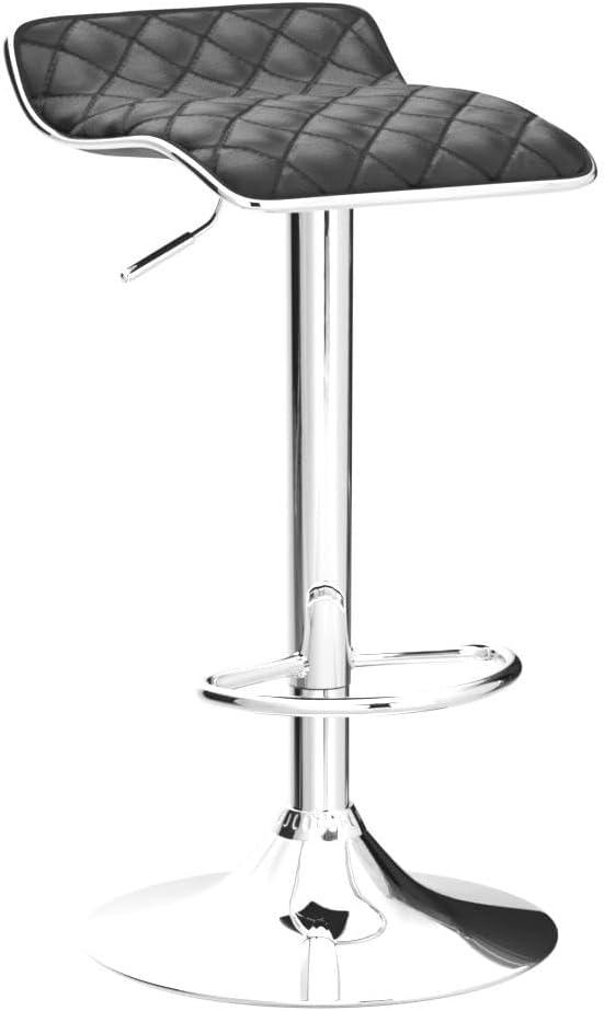 VECELO Adjustable Swivel Bar Stools, Set of 2 Modern Counter Height Bar Chair with Footrest, Black