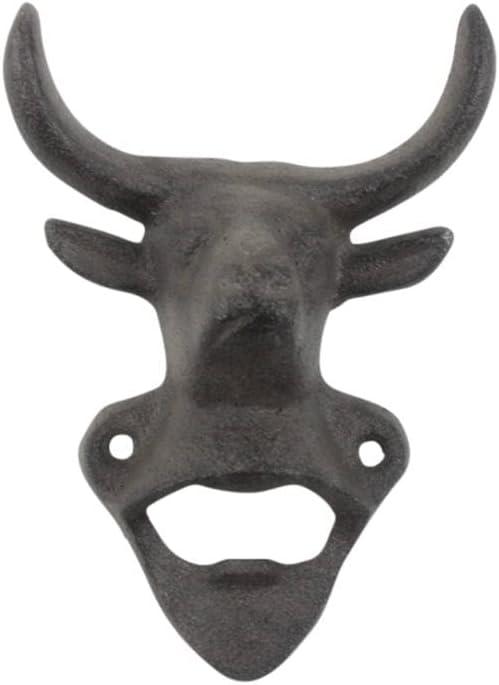 HANDCRAFTED NAUTICAL D√âCOR Cast Iron Bull Head Wall Mounted Bottle Opener 6"